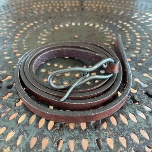 STREETS AHEAD Brown Leather Skinny Belt Style# 51506 Size Large